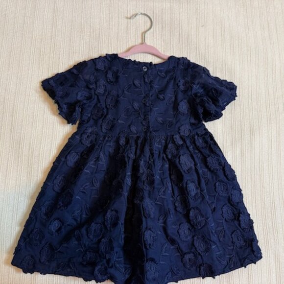Janie & Jack Navy Jacquard Floral Dress | 2T - Picture 2 of 5